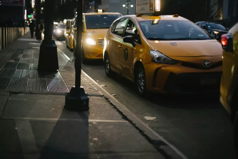 Photo of taxis waiting at curb