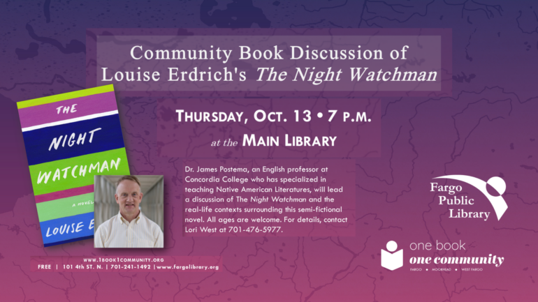 Dr. James Postema presentation and community book discussion "The Night Watchman"