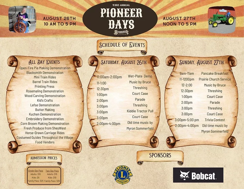 53rd Annual Pioneer Days Schedule of Events
