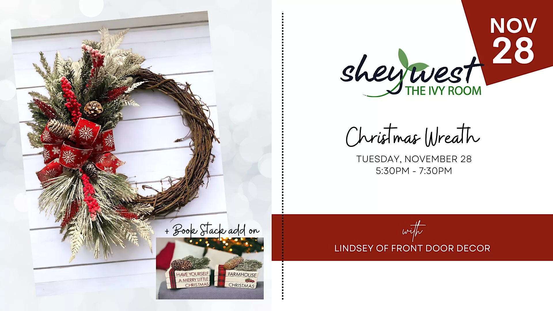 Christmas Wreath Workshop (with book stack add on!)