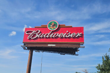 Photo of updated Budweiser sign in Fargo