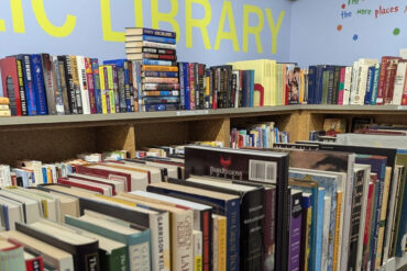 Photo of Fargo Public Library bookstore shelves