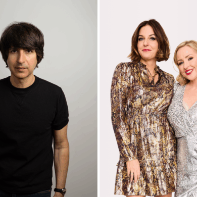 Photo of comedians Dimitri Martin and IMOMSOHARD