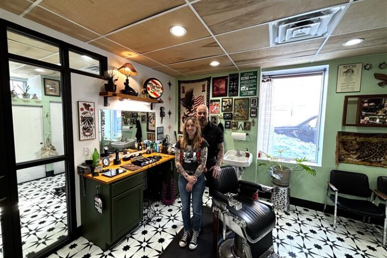 Meg and Jed Felix in their shop